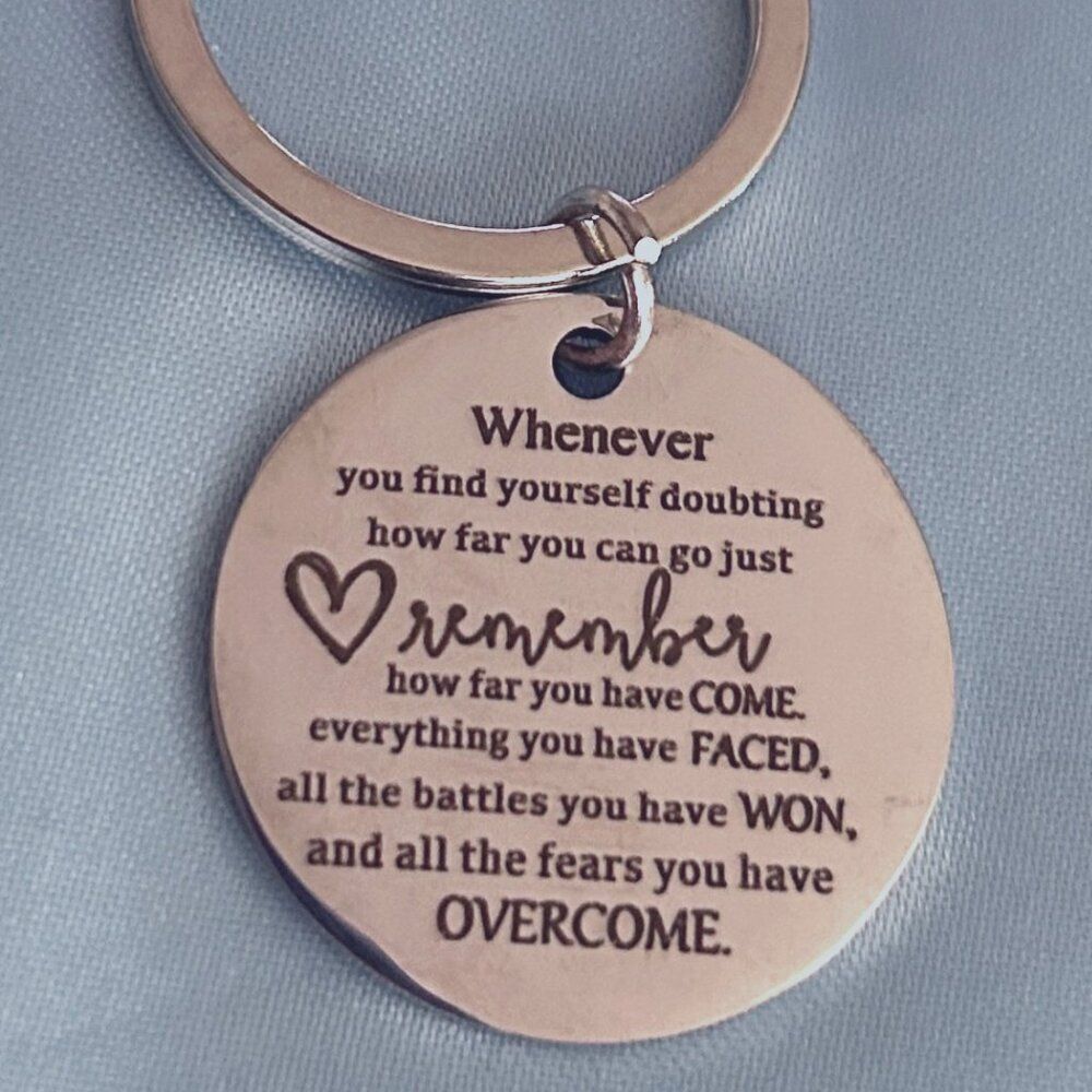 Inspirational Motivational Positive Affirmation Silver Key Chain Zipper Pull